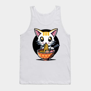 Cute cat eating ramen Tank Top